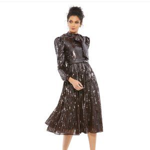 NWT Mac Duggal Long Sleeve Tea Dress Sequined, Size 16